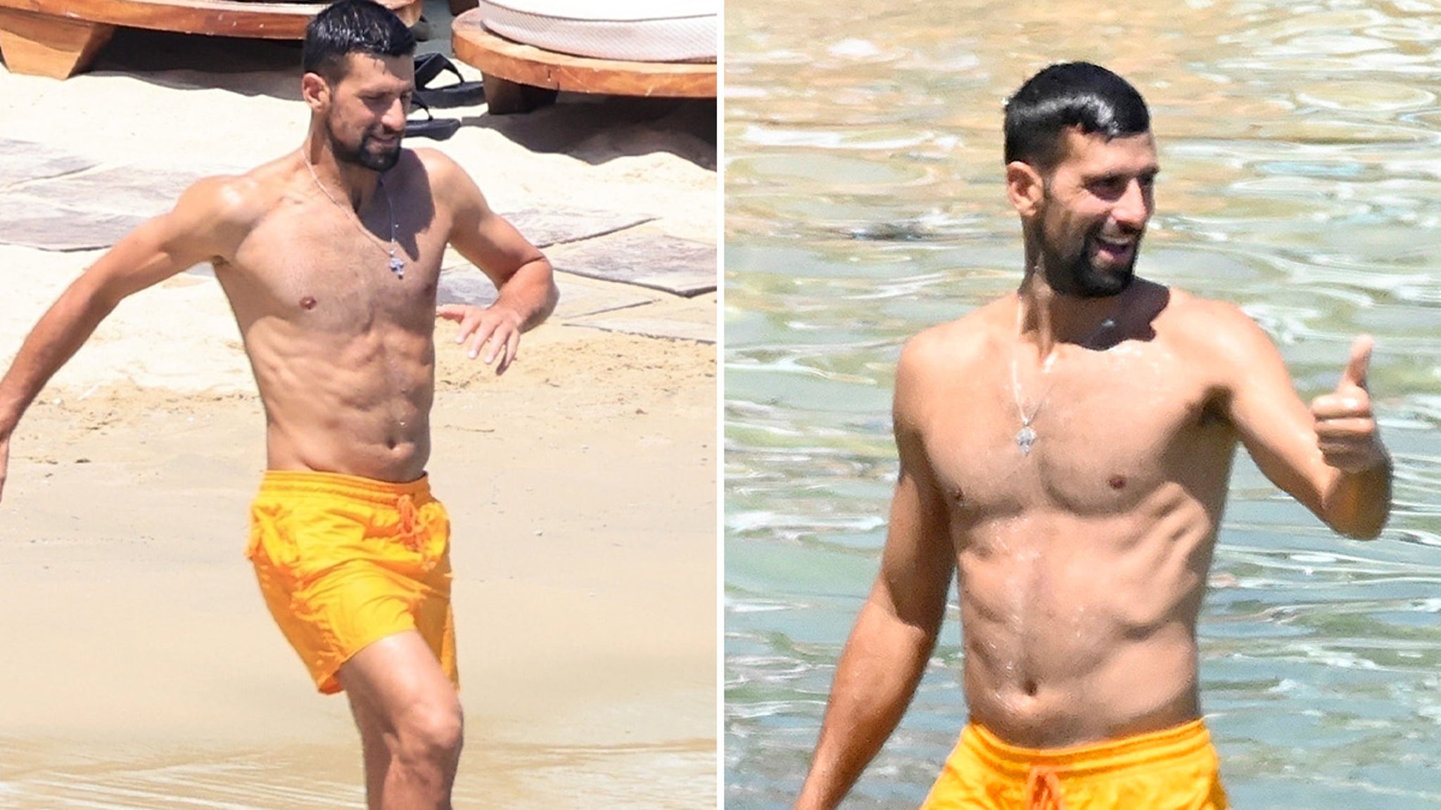 Novak Djokovic Goes Shirtless For Active Beach Day With Wife, Kids In Mykonos