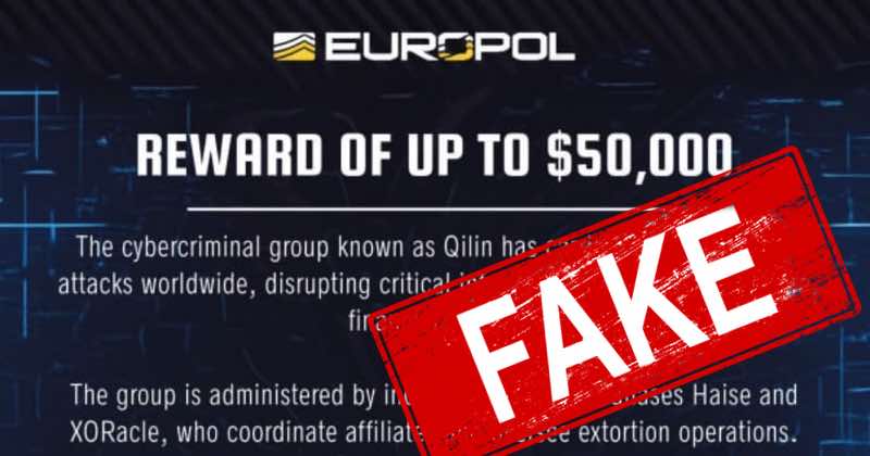 Europol says Telegram post about 50,000 Qilin ransomware award is fake