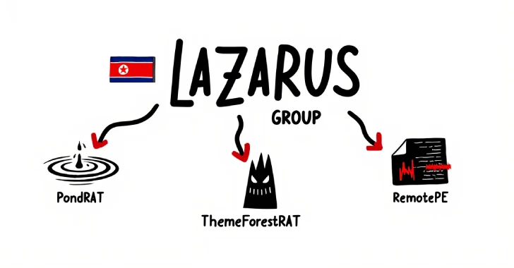 Lazarus Group Expands Malware Arsenal With PondRAT, ThemeForestRAT, and RemotePE