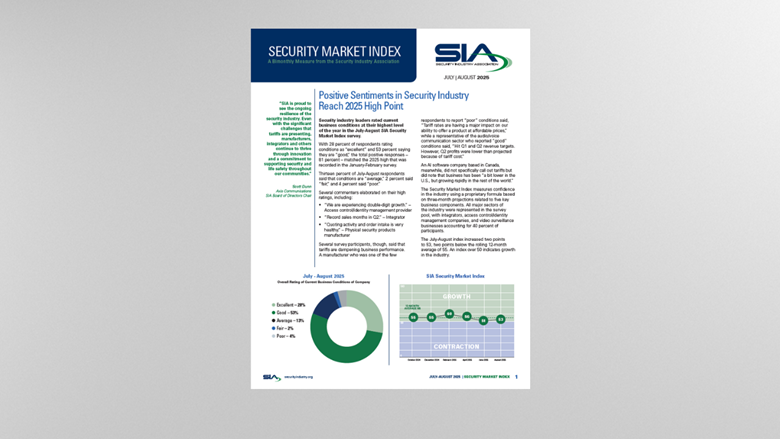 SIA’s Security Market Index: Industry Confidence Matches 2025 High