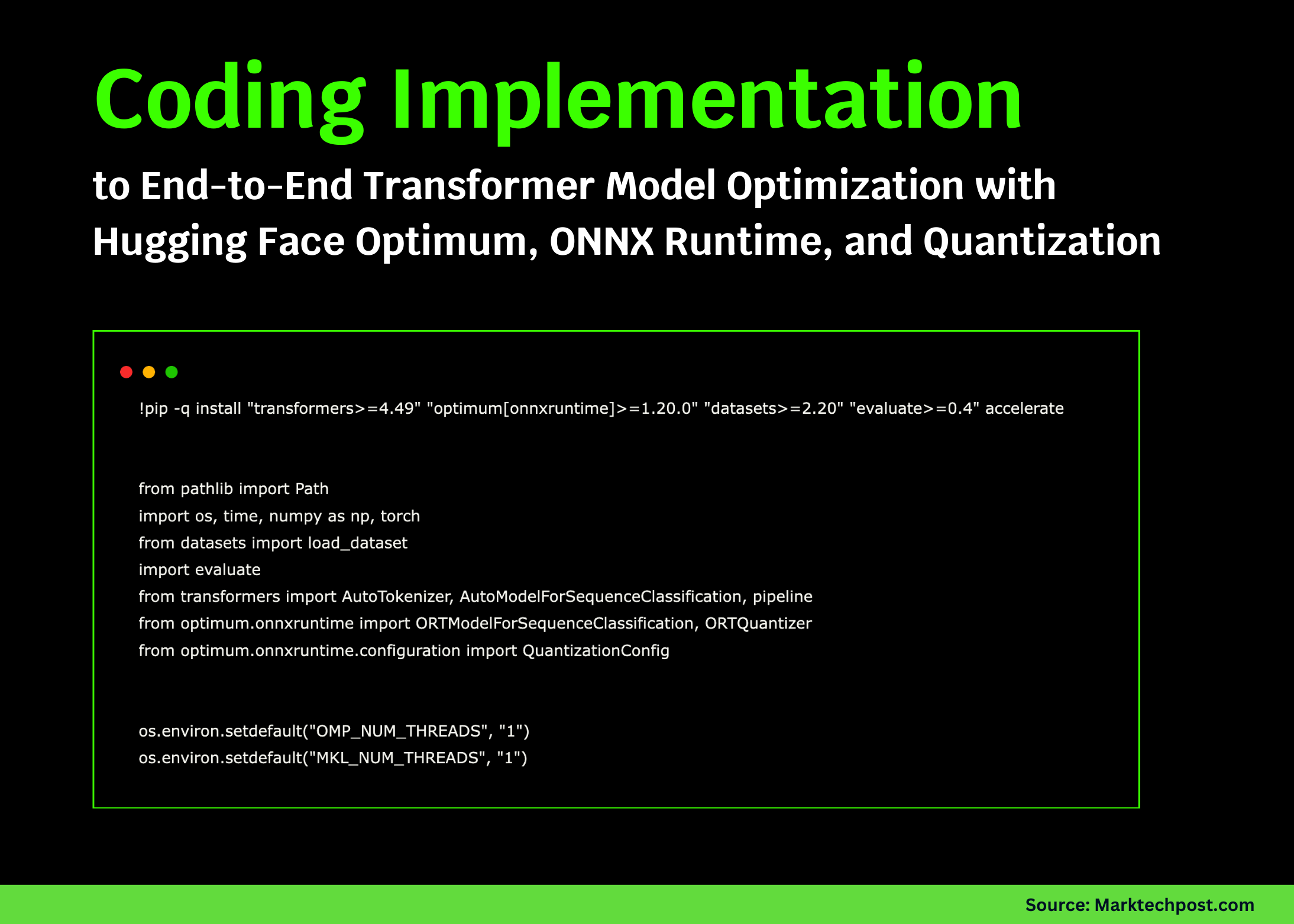 Coding Implementation to End-to-End Transformer Model Optimization with Hugging Face Optimum, ONNX Runtime, and Quantization