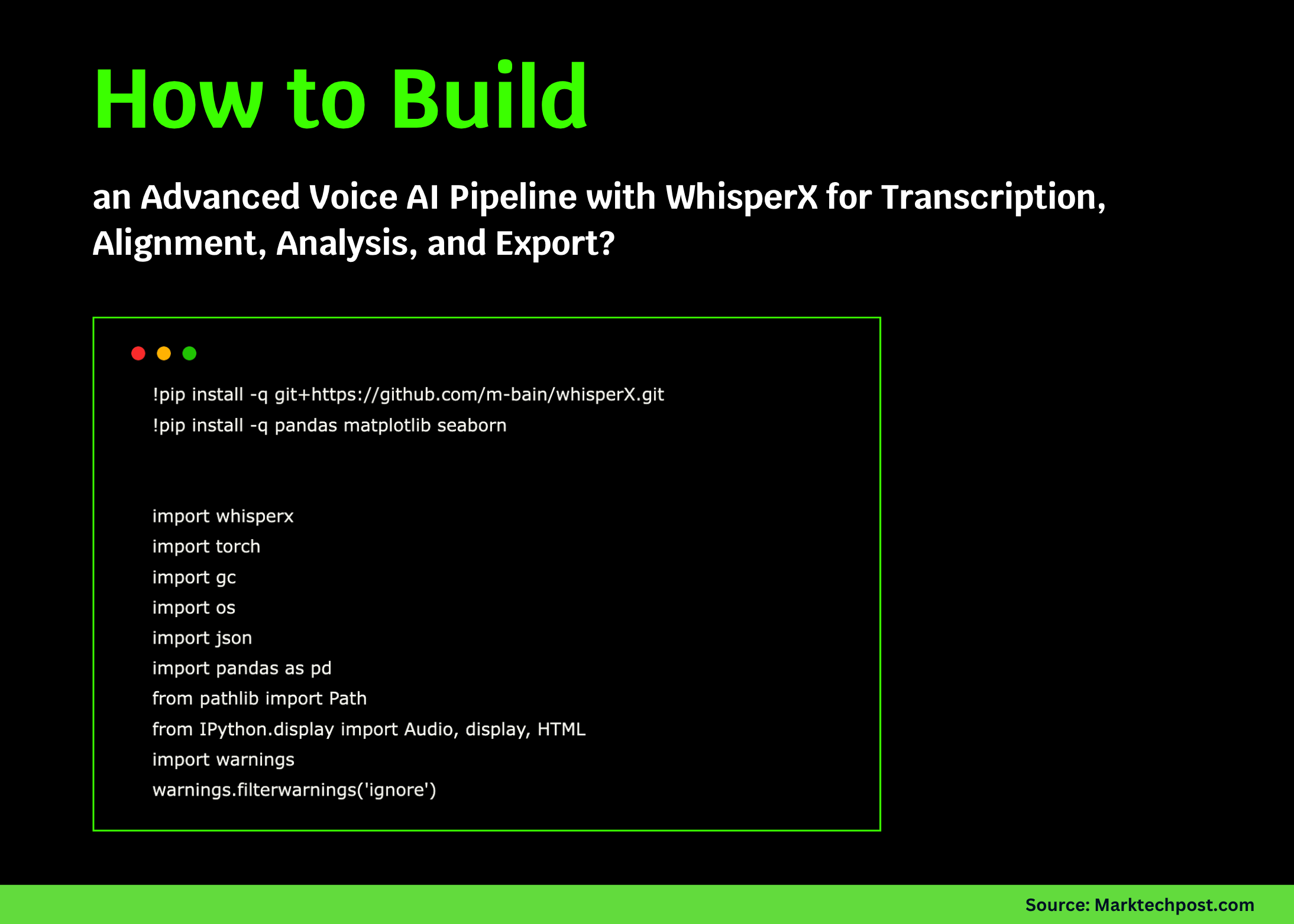 How to Build an Advanced Voice AI Pipeline with WhisperX for Transcription, Alignment, Analysis, and Export?